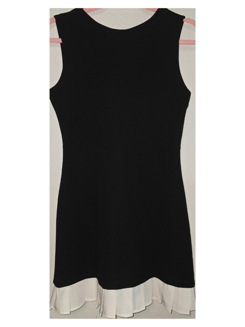 SHEIN Black White Sleeveless Fit & Flare Mini Dress Pleated Hem XS 2